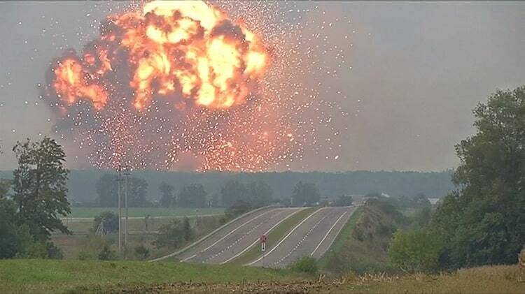 Взрыв складов в Калиновке