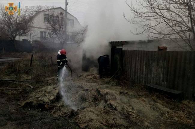 В Балаклее из-за горящего сена едва не сгорел дом